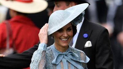 Catherine, Duchess of Cambridge in Elie Saab at Royal Ascot on June 18, 2019. EPA
