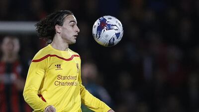 Liverpool's Serbian midfielder Lazar Markovic controls the ball during the English League Cup quarter-final match against Bournemouth at Goldsands Stadium in Bournemouth, England, on December 17, 2014. Adrian Dennis / AFP