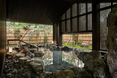 One of the private onsens where guests can soak at the Aman Spa. Photo: Aman Kyoto