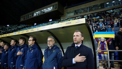 Ukraine coach Andriy Shevchenko before the match. Reuters
