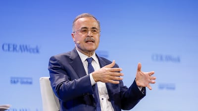 Saudi Aramco president and chief executive Amin Nasser speaks during an energy conference in Houston, Texas. Photo: CERAWeek by S&P Global
