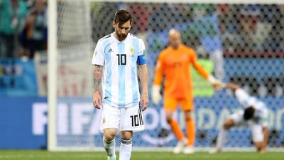 Lionel Messi looks dejected after Argentina's loss to Croatia. Gabriel Rossi / Getty Images