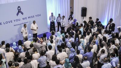 Malaysian Airlines staff attend a memorial event at the Malaysia Airlines Academy in Petaling Jaya, outside Kuala Lumpur. Malaysian Airlines / EPA