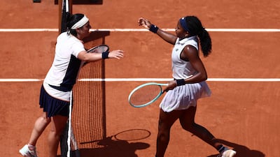Coco Gauff of the US is congratulated by Tunisia's Ons Jabeur after she won their French Open quarter-final at Roland-Garros stadium in Paris on Tuesday, June 4, 2024 Reuters