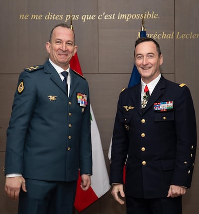 General Rodolphe Haykal, Commander-in-Chief of the Lebanese Armed Forces, was hosted in Paris by his French counterpart Fabien Mandon. Photo: French Chief of Defence Staff on X