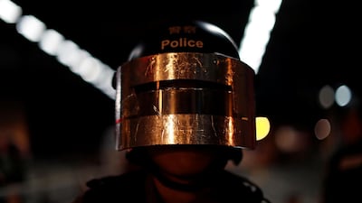 A riot police officer is seen in Tuen Mun, Hong Kong, China September 21, 2019. Reuters