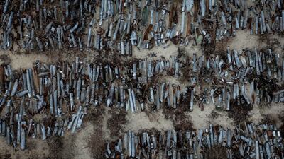 More than a thousand missiles and rockets fired by Russian forces at a cataloguing depot in Kharkiv, Ukraine. Getty