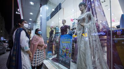 Window shopping at the bazaar.