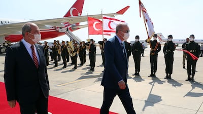 President Erdogan arrives in northern Cyprus.