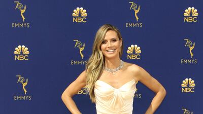 Heidi Klum channels old Hollywood in Zac Posen. Photo / EPA