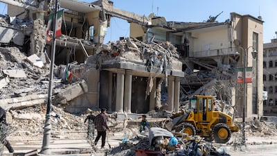 A building struck by the US military in Tehran. The US expended more than 2,000 munitions in the first 100 hours of the campaign. Getty Images