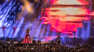Jennifer Lopez performs on stage during her concert in the northern Egyptian coast town of El Alamein on August 9, 2019. AFP