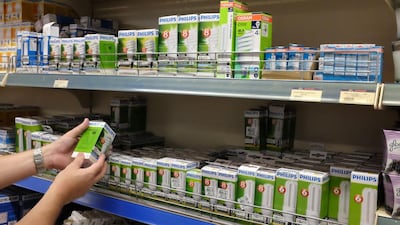 Environmentally friendly lightbulbs at Al Maya supermarket in Dubai Marina. Jaime Puebla / The National
