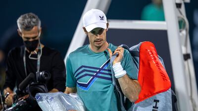 Andy Murray arrives on court at the Mubadala World Tennis Championship. Victor Besa / The National