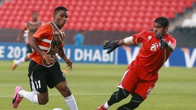The UAE Under 17 team trained at Mohammed bin Zayed Stadium in Abu Dhabi on Wednesday. Ravindranath K / The National