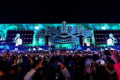 Eminem performs to more than 100,000 people in Riyadh. Photo: MDL Beast