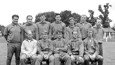 he England team which won the World Cup in the final at Wembley. Left to right: Harold Shepherdson (trainer); George Cohen; Martin Peters; Gordon Banks; Alan Ball; Bobby Moore (captain); Nobby Stiles. Front row: Bobby Charlton; Roger Hunt; Geoff Hurst; Ray Wilson; Jackie Charlton. PA