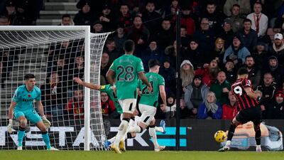 Bournemouth's Dominic Solanke scores their first goal. PA