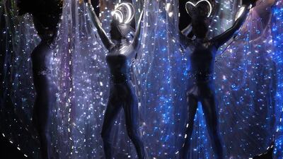 Artists perform during the opening of the FIBA U17 World Championships at Al Ahli club in Dubai. Satish Kumar / The National