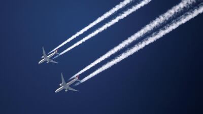 Researchers say a better blend of aviation fuels can reduce the climate harm caused by contrails. Getty