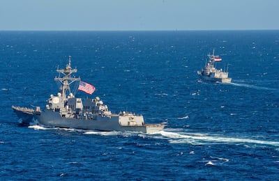 Egyptian and US warships during war games in 2022. photo / US Naval Forces Central Command/US 5th Fleet