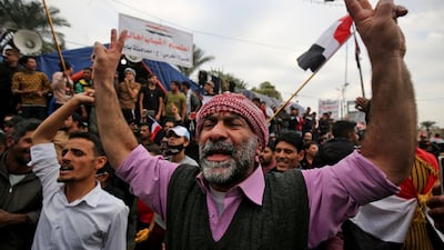 Iraqis take part in an anti-government demonstrations in the capital Baghdad's Tahrir Square. AFP