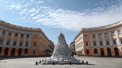 The monument of the Duke of Richelieu, in the southern Ukrainian city of Odesa. EPA