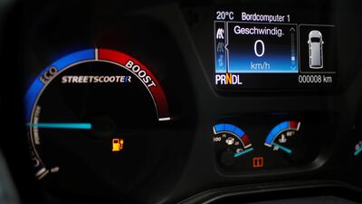 The cockpit of the new StreetScooter Work XL electric van, a joint venture between Ford and Deutsche Post. Wolfgang Rattay / Reuters