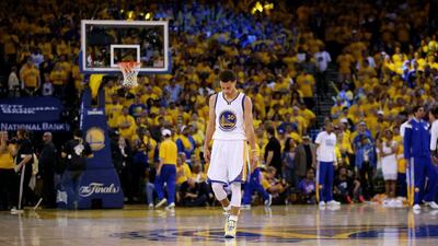 Stephen Curry of the Golden State Warriors reacts in the second half against the Cleveland Cavaliers during Game 2 of the 2015 NBA Finals on June 7, 2015 in Oakland, California. Ezra Shaw/Getty Images