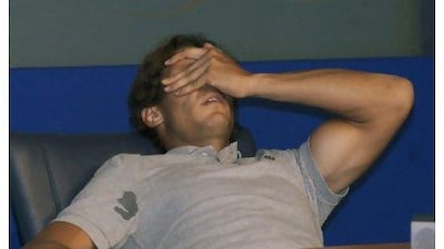 Rafael Nadal cramped up addressing the media after his match against David Nalbandian.