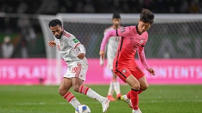 UAE's Tahnoun Al Zaabi during the World Cup qualifier against South Korea. Photo: UAE FA