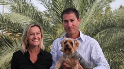 Marcus Lee, his wife Julie and dog Dudley. The couple had hoped to return to Australia after Mr Lee's acquittal but that has now been appealed by prosecutors. Picture courtesy Lee family.