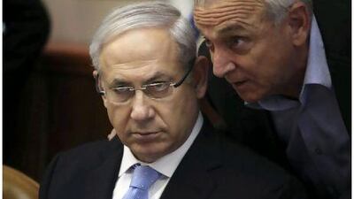 Israel's prime minister, Benjamin Netanyahu, left, with his internal security minister, Yitzhak Aharonovitch, says Iran's nuclear ambitions are the biggest threat facing his nation. /Gali Tibbon / Pool / Reuters