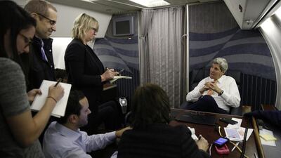 US secretary of state John Kerry speaks to journalists about his negotiations with Iran in Washington. Kevin Lamarque / Pool Photo via AP Photo