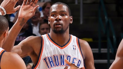 Kevin Durant is scoring 29.2 points per game for Oklahoma City this season. Layne Murdoch / Getty Images / AFP