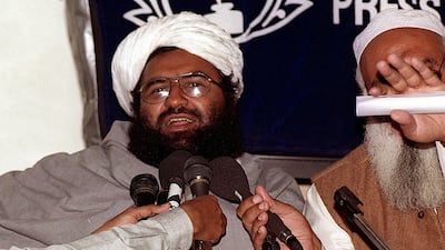 Masood Azhar, funder of the Jaish-e-Mohammed militant group, gives a press conference in Karachi on February 4, 2000. AFP