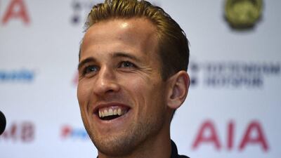 Tottenham Hotspur's Harry Kane answers questions during a press conference on Tuesday in Kuala Lumpur. Manan Vatsyayana / AFP / May 26, 2015