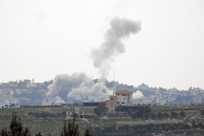 Smoke rises after an Israeli strike in southern Lebanon. Reuters