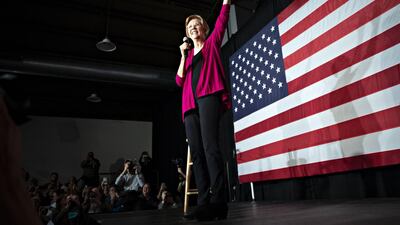 Senator Elizabeth Warren in Des Moines, Iowa, on Saturday. Daniel Acker / Bloomberg