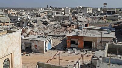 Damaged homes in the village of al-Nayrab. AFP
