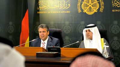 German foreign minister Sigmar Gabriel with Saudi Arabia's foreign Mmnister Adel Al Jubeir in Jeddah. EPA/SAUDI PRESS AGENCY