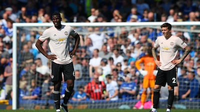 Paul Pogba, left, and his Manchester United side were comprehensively beaten by Everton at Goodison Park on Sunday. Getty