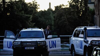 UN vehicles carrying IAEA inspectors leave Kyiv on Wednesday for the Russian-held Zaporizhzhia nuclear power plant in southern Ukraine. AFP