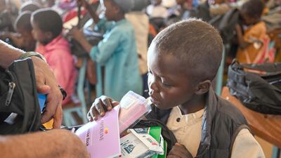 A total of 7,500 bags containing essential school supplies have also been distributed across five schools in the city since the start of the academic year