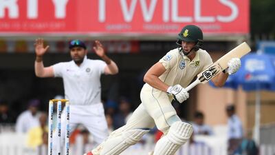 South Africa's George Linde looks on after playing a shot. AFP