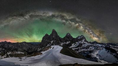 Jake Mosher from the USA won a gold in the Planet Earth's Landscapes and Environments category. He took a picture of Grand Teton Peak in Wyoming, USA