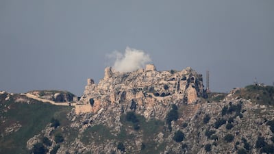 Strikes near Beaufort Castle, seen from Marjayoun. Reuters