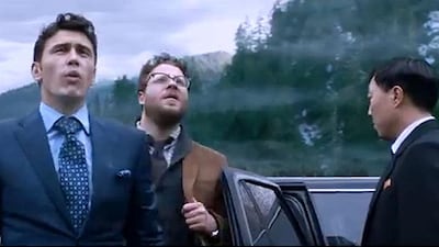 James Franco and Seth Rogen in a still from The Interview, 2014. Courtesy Columbia Pictures