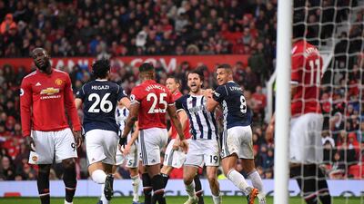 Jay Rodriguez of West Bromwich Albion celebrates after scoring against Manchester United at Old Trafford on Sunday. Laurence Griffiths / Getty Images
