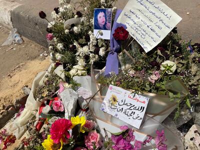 A memorial outside Egypt's Mansoura University where Nayera Ashraf was brutally murdered by a man whom she had rejected a number of times. Kamal Tabikha / The National
